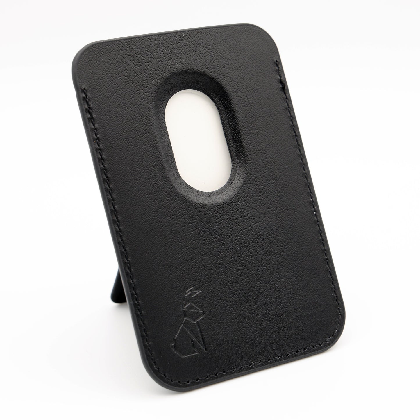 MagCardStand Black – Stylischer Kartenhalter & Smartphone-Stand in einem