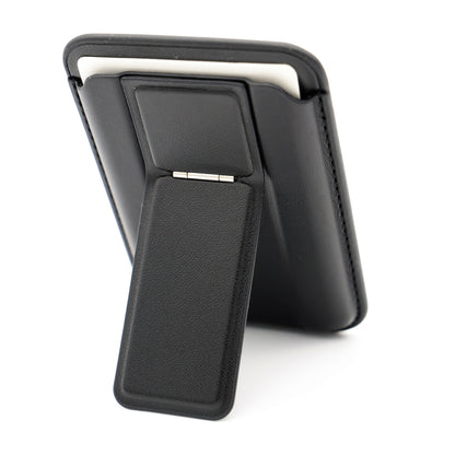 MagCardStand Black – Stylischer Kartenhalter & Smartphone-Stand in einem