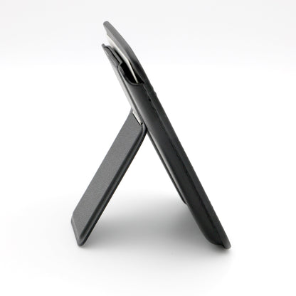 MagCardStand Black – Stylischer Kartenhalter & Smartphone-Stand in einem